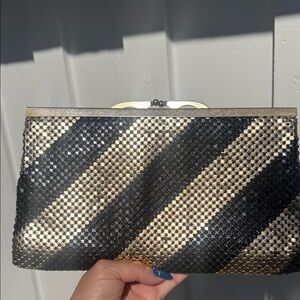 Elegant Vintage Black and Gold Clutch Bag